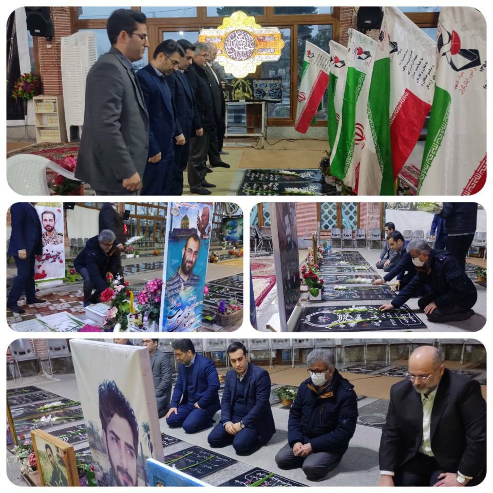 حضورسرپرست دانشگاه علوم پزشکی گیلان در نخستین روز کاری، در محل گلزار شهدای رشت و مزار شهدای مدافع سلامت